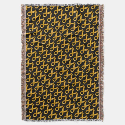 Kinderkanker Gold Ribbon Deken (Voorkant Verticaal)