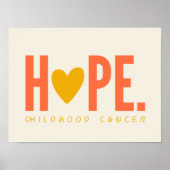 kinderkanker HOPE gouden hart Poster Teken (Voorkant)