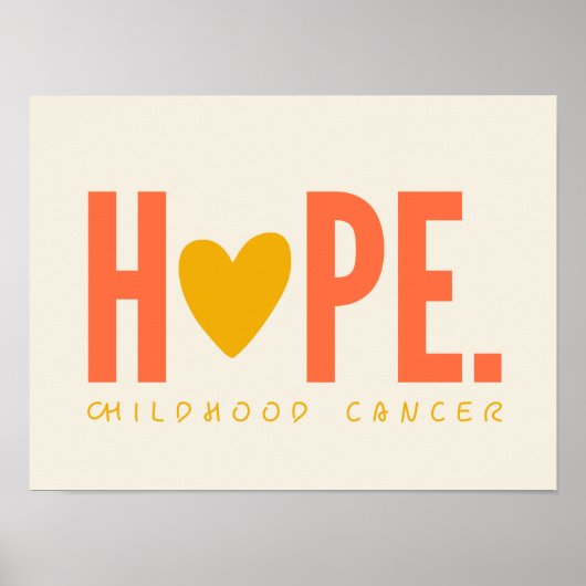 kinderkanker HOPE gouden hart Poster Teken (Voorkant)