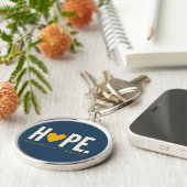 kinderkanker HOPE gouden hart Sleutelhanger (Zijkant)