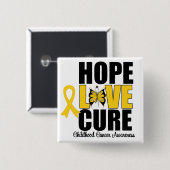 Kinderkanker: Hope Love Cure Vierkante Button 5,1 Cm (Voorkant /achterkant)