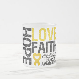Kinderkanker Hope Love Faith Matglas Koffiemok