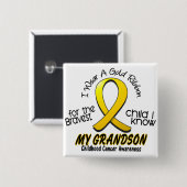 Kinderkanker Ik Draag gouden lint voor kleinzoon Vierkante Button 5,1 Cm (Voorkant /achterkant)