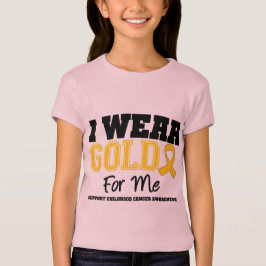 Kinderkanker Ik Draag gouden lint voor mij T-shirt