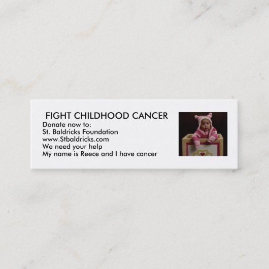 Kinderkanker Mini Visitekaartje (Voorkant)