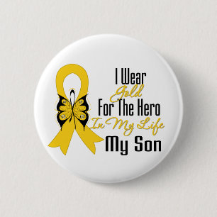 Kinderkanker Ribbon My Hero My Son Ronde Button 5,7 Cm