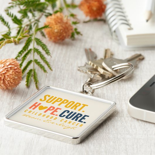 kinderkanker steun hoop aangepaste naam Sleutelhan Sleutelhanger (Zijkant)