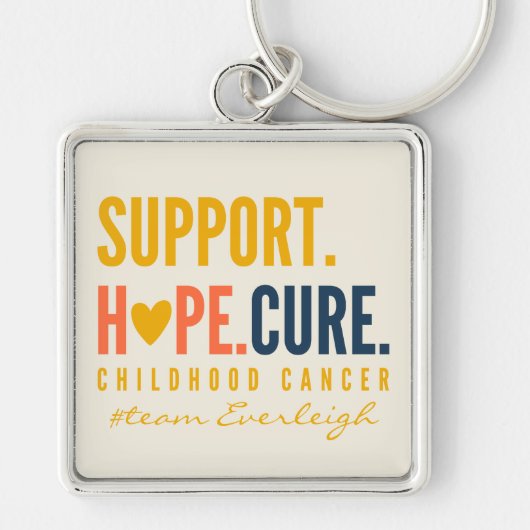 kinderkanker steun hoop aangepaste naam Sleutelhan Sleutelhanger (Voorkant)