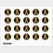 Kinderkankerbestrijder Ribbon Black Ronde Sticker (Vel)