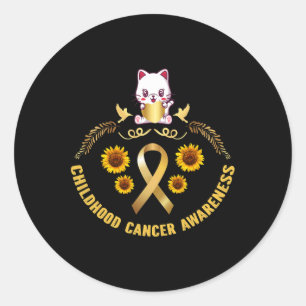 kinderkankerbewustzijn mooi kattengoud canule ronde sticker
