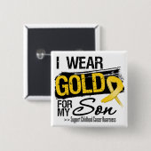 Kinderkankerlint voor mijn zoon vierkante button 5,1 cm (Voorkant /achterkant)