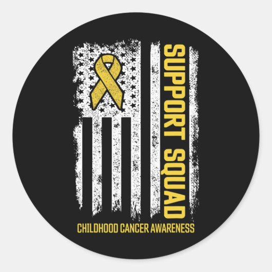 Kinderkankerondersteuning Squad Childhood Cancer A Ronde Sticker (Voorkant)