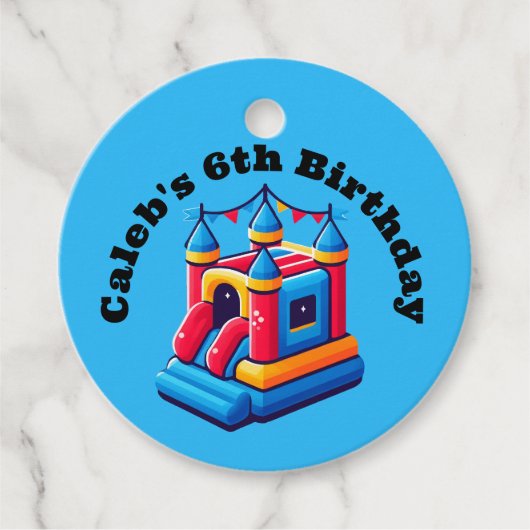 Kinderkasteel Feest Springhuis Verjaardag Springfe Bedankjes Labels (Voorkant)