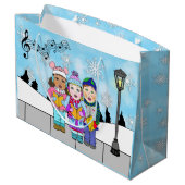 Kinderkerst-Carolers Holiday Seizoen Groot Cadeauzakje (Achterkant Gekanteld)