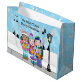 Kinderkerst-Carolers Holiday Seizoen Groot Cadeauzakje (Voorkant Gekanteld)