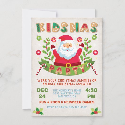 Kinderkerstfeest Kinderfeestje Kaart (Voorkant)