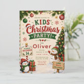 Kinderkerstfeestje Kaart (Staand voorkant)