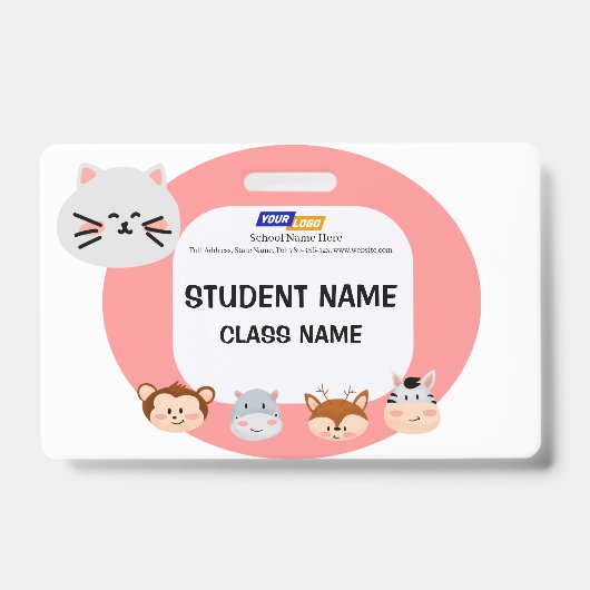 Kinderkeurmerk met schattig dierlijk ontwerp badge (Voorzijde)