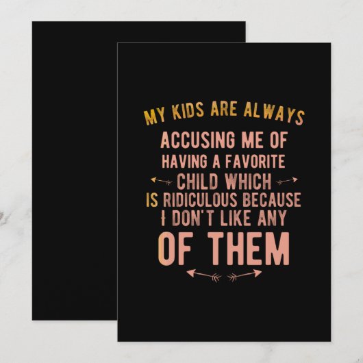 Kinderkind verwijten bedankkaart (Voorkant / Achterkant)