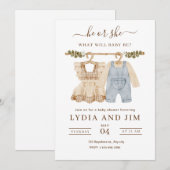 Kinderkleding Geslacht Onthulling Uitnodiging, Boh (Voorkant / Achterkant)