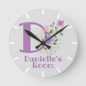 Kinderklok met naam Danielle & Initiaal Ronde Klok (Voorkant)