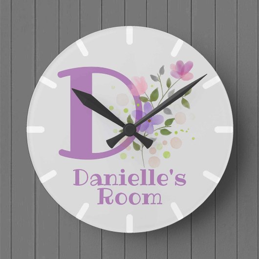 Kinderklok met naam Danielle & Initiaal Ronde Klok