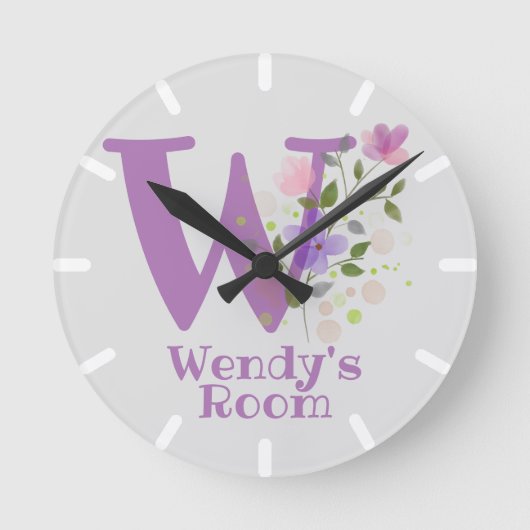 Kinderklok met naam en initiaal ronde klok (Voorkant)