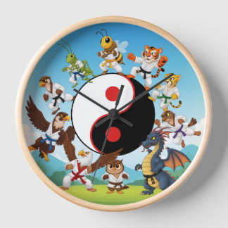 KINDERKLOK MET VECHTSPORTEN CARTOON DIEREN
