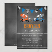 Kinderkrijtbord Race Auto Verjaardag Uitnodiging (Voorkant / Achterkant)