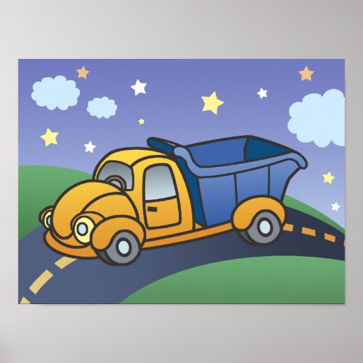 Kinderkunst Dumptruck Poster (Voorkant)