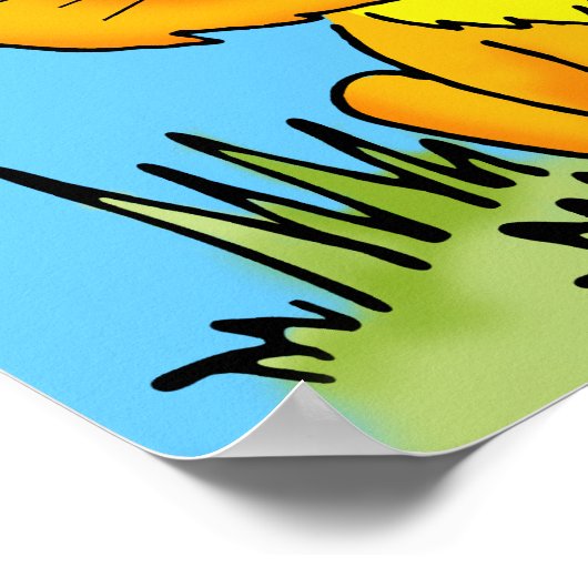 Kinderkunst grafische leeuw dier poster (Hoek)