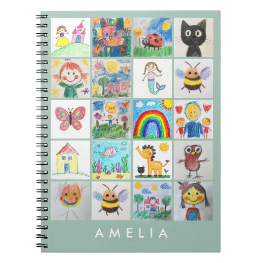 Kinderkunst Keepsake 20 tekeningen Collage Notitieboek (Voorkant)