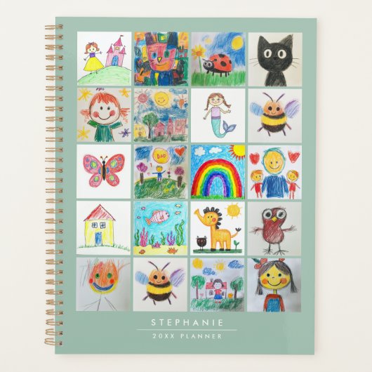 Kinderkunst Keepsake 20 tekeningen Collage Planner (Voorkant)