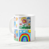 Kinderkunst Keepsake 4 tekeningen Collage Koffiemok (Voorkant links)