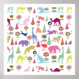 Kinderkunst van PixDezines Wilde Dieren  Poster