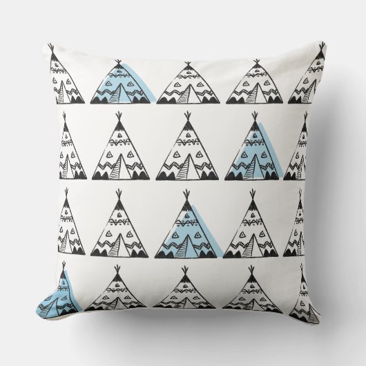 Kinderkussens - Blauwe Teepee Kussen (Voorkant)
