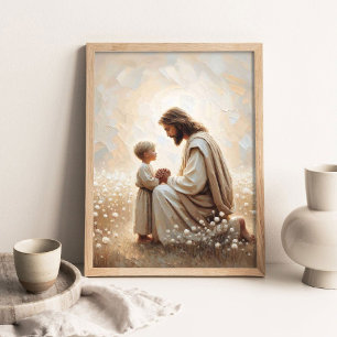 Kinderliefde, Christelijke wanddecoratie, Jezus en Poster