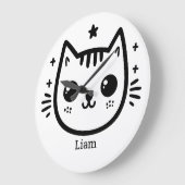 Kinderlijke tekening | Zwart en wit | Minimalistis Grote Klok (Hoek)