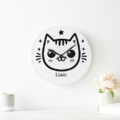 Kinderlijke tekening | Zwart en wit | Minimalistis Grote Klok (Huis)