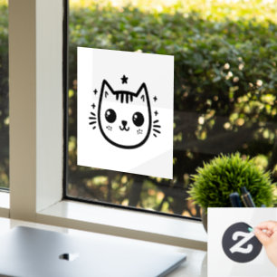 Kinderlijke tekening Zwart en wit Minimalistis Raamsticker