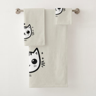 kinderlijke tekening Zwart-Wit minimalistisch Bad Handdoek