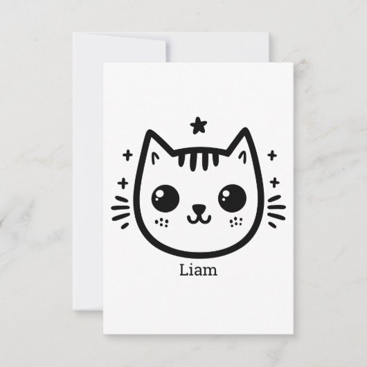 kinderlijke tekening | Zwart-Wit | minimalistisch Bedankkaart (Voorkant)