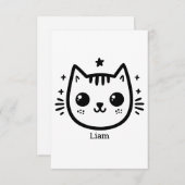 kinderlijke tekening | Zwart-Wit | minimalistisch Bedankkaart (Voorkant / Achterkant)