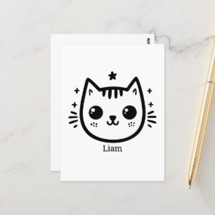 kinderlijke tekening   Zwart-Wit   minimalistisch Briefkaart