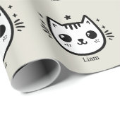 kinderlijke tekening | Zwart-Wit | minimalistisch Cadeaupapier (Rol Hoek)