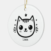 kinderlijke tekening | Zwart-Wit | minimalistisch Keramisch Ornament (Links)