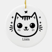 kinderlijke tekening | Zwart-Wit | minimalistisch Keramisch Ornament (Achterkant)