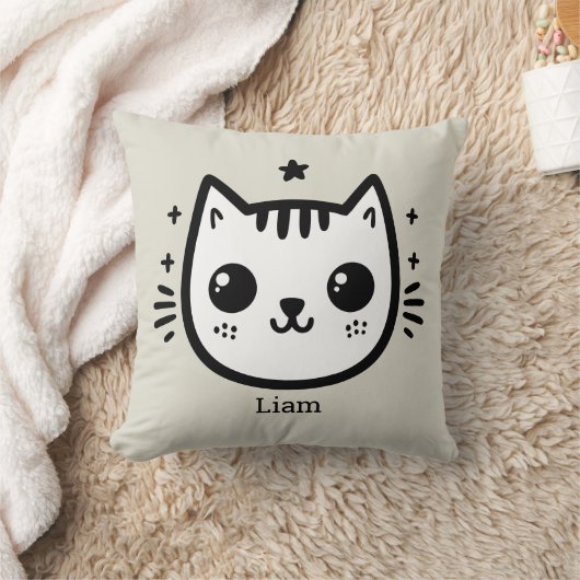 kinderlijke tekening | Zwart-Wit | minimalistisch Kussen (Deken)