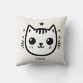 kinderlijke tekening | Zwart-Wit | minimalistisch Kussen (Achterkant)