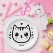 kinderlijke tekening | Zwart-Wit | minimalistisch Papieren Bordje (Feest)